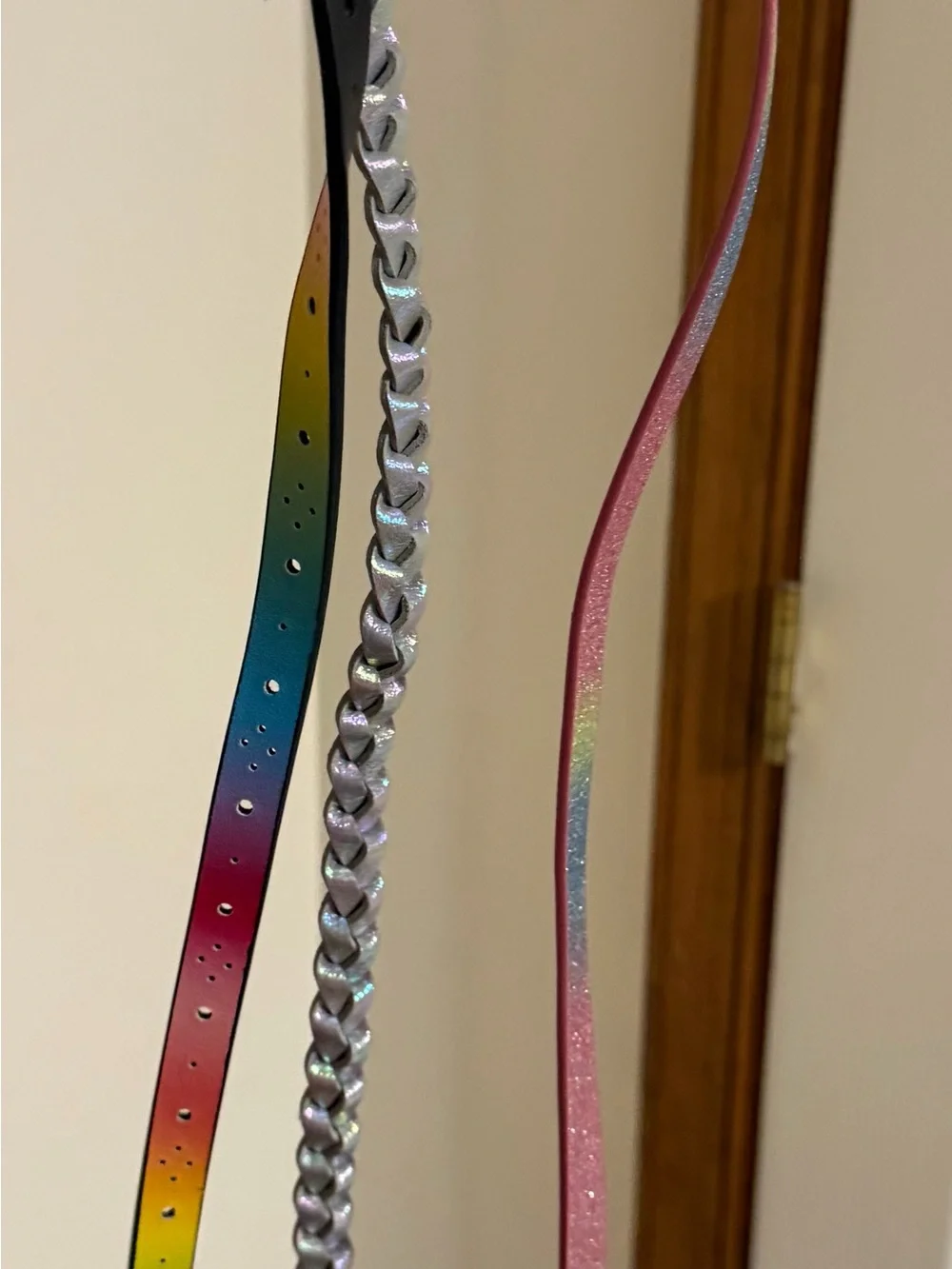 Women's Metallic Silver Braided Leather Belt - Unbranded